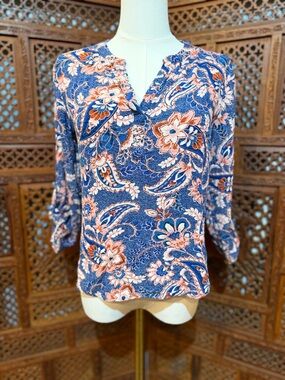 💙 Daniel Rainn Blue Paisley Floral Blouse – Size PXS 💙